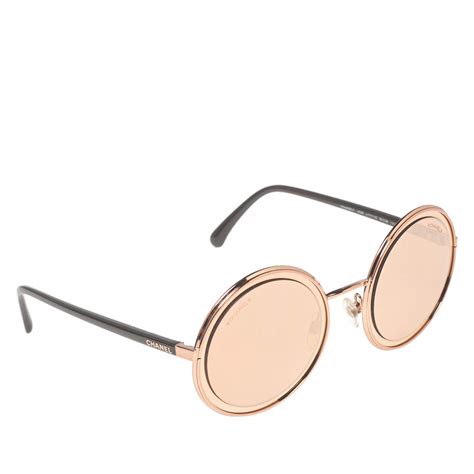 chanel round rose gold sunglasses|chanel round sunglasses with chain.